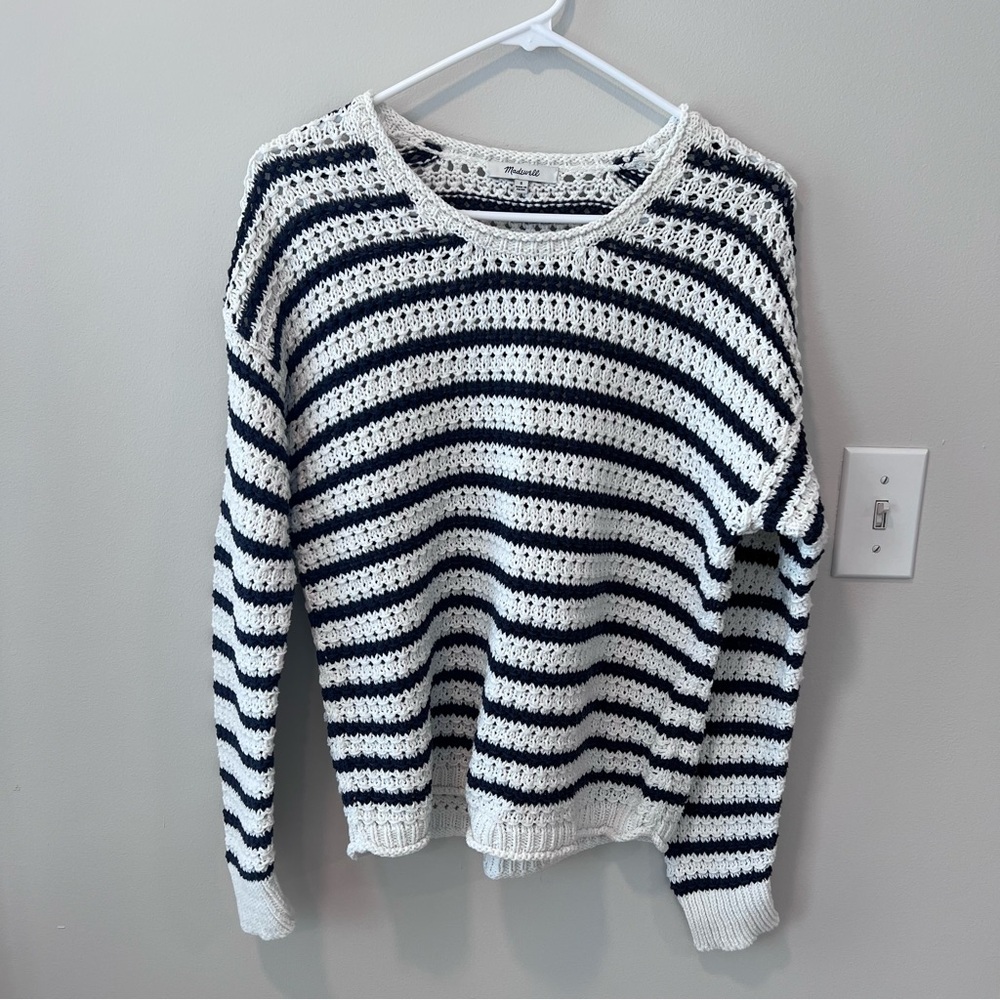 Madewell Striped Navy and White Beachy Sweater